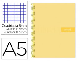 Cuaderno espiral Liderpapel Crafty A5 tapa extradura 120h micro 90g c/5mm. color amarillo